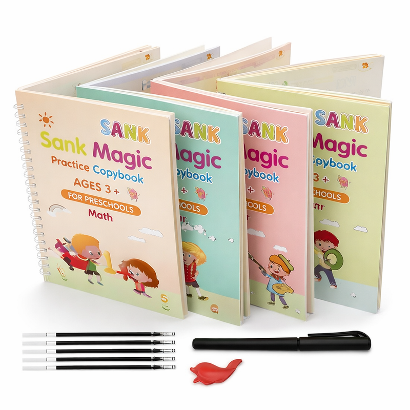 Magic Practice Copybook (4 BOOKS, 1 PEN, 1 GRIP, 10 REFILL)